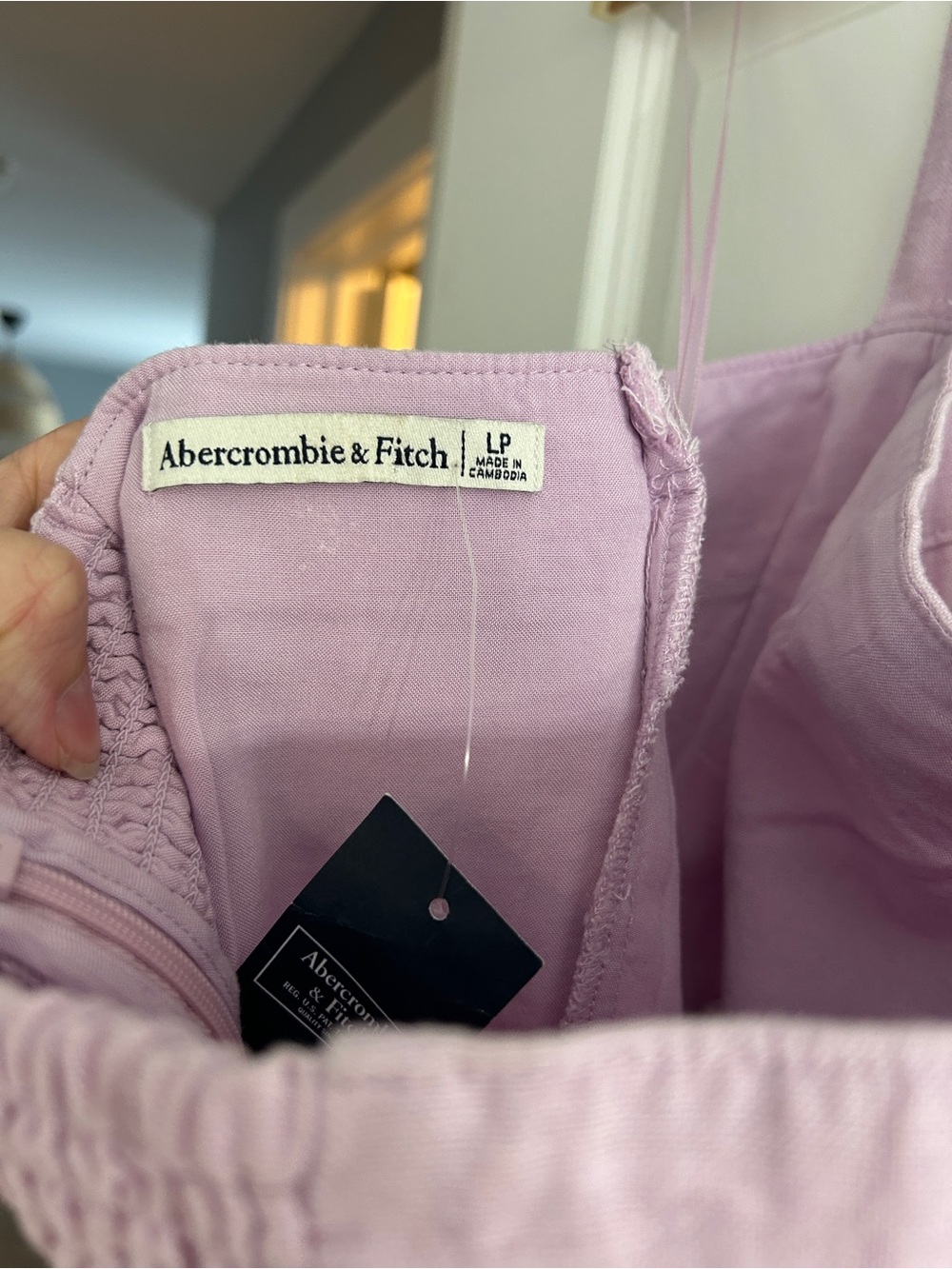 Abercrombie & Fitch Lilac Linen Blend Halter Mini Dress, Size L (Petite) NWT - Picture 3 of 5